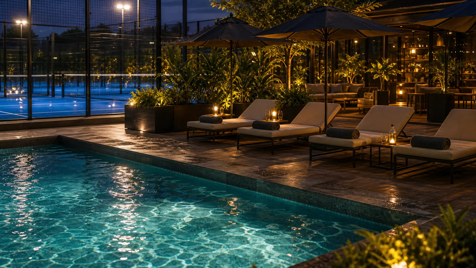 Pool Lounge mit Courtblick